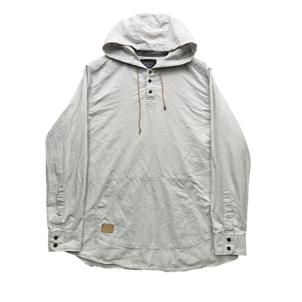 Dravus Henley Hoodie Shirt Mens Large Gray Long Sleeve Kangaroo Pocket Outdoor